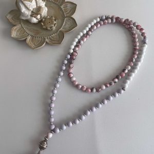 Japamala en Madera y Cuentas de Vidrio - Mala de 108 cuentas artesanal