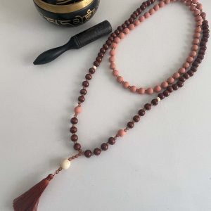 Japamala en Madera y Perlas de Resina - Mala de 108 cuentas artesanal